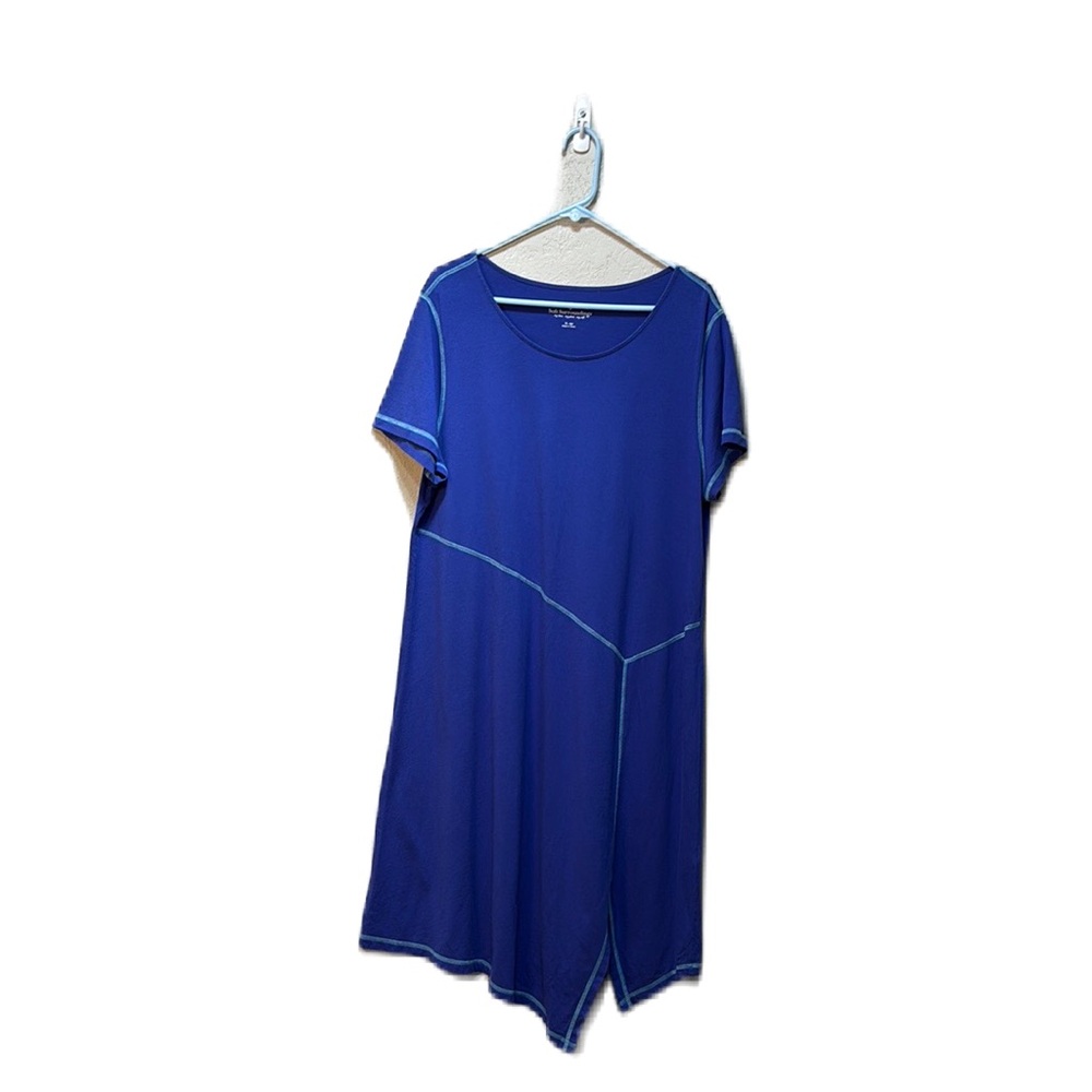 Soft Surroundings Contrast Seam Asymmetric Tee Dress Royal Blue Midi Dress XL